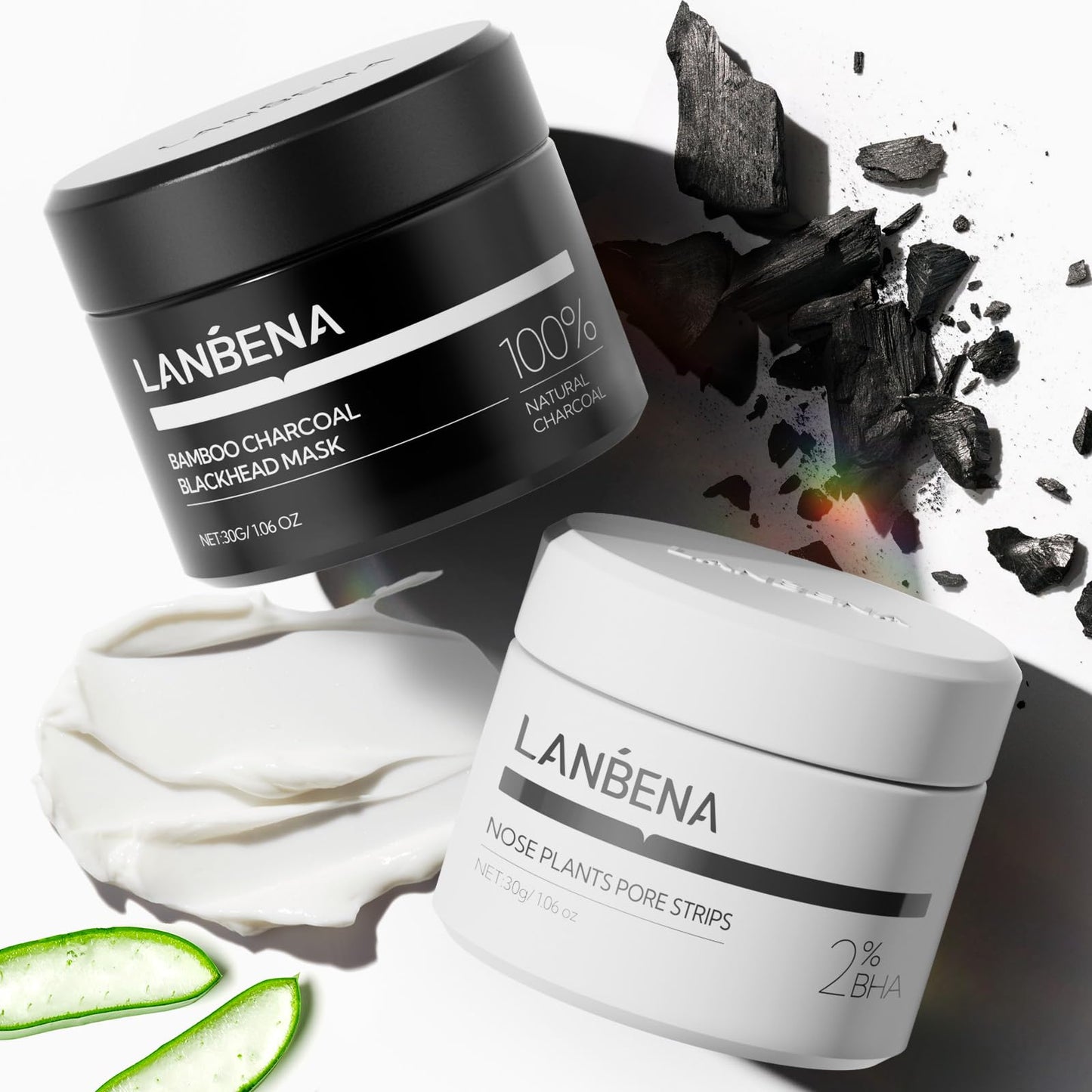 LANBENA 2.0 Nose Pore Strips, Blackhead Remover Mask with Salicylic Acid, Amazonian White Clay, Pore Cleanser Purifying Peel off Face Mask with 60 PCS Strips, Aloe Facial Mask(1.05 Ounce)