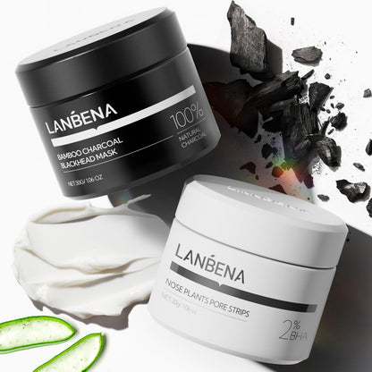 LANBENA 2.0 Nose Pore Strips, Blackhead Remover Mask with Salicylic Acid, Amazonian White Clay, Pore Cleanser Purifying Peel off Face Mask with 60 PCS Strips, Aloe Facial Mask(1.05 Ounce)