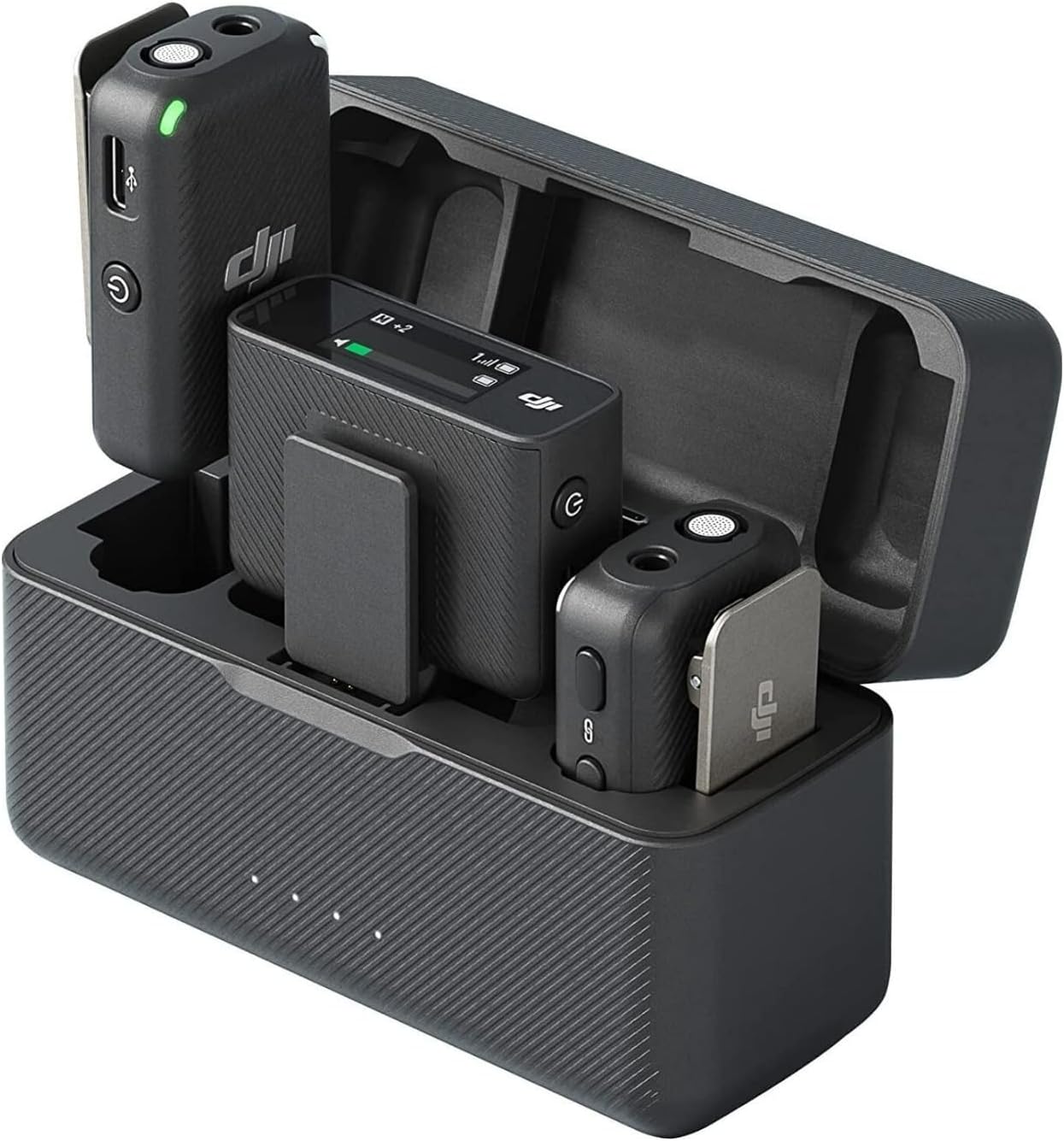 DJI Mic (2 TX + 1 RX + Charging Case), Wireless Lavalier Microphone, 250m (820 ft.) Range, 15-Hour Battery, Noise Cancellation Wireless Microphone for PC, iPhone, Record Interview, YouTube, Black | Dual Transmitters Plus 1 Receiver, Up to 250 M Line-of-Si