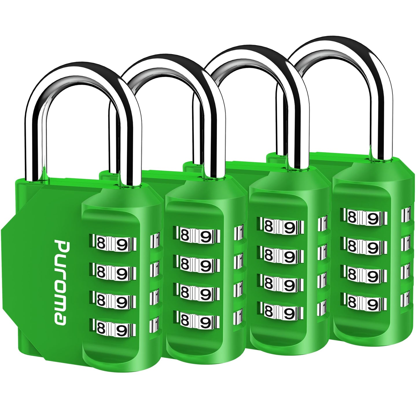 Puroma 2 Pack Combination Lock 4 Digit Padlock for School Gym Locker, Sports Locker, Fence, Toolbox, Case, Hasp Storage (Black & Code Window)