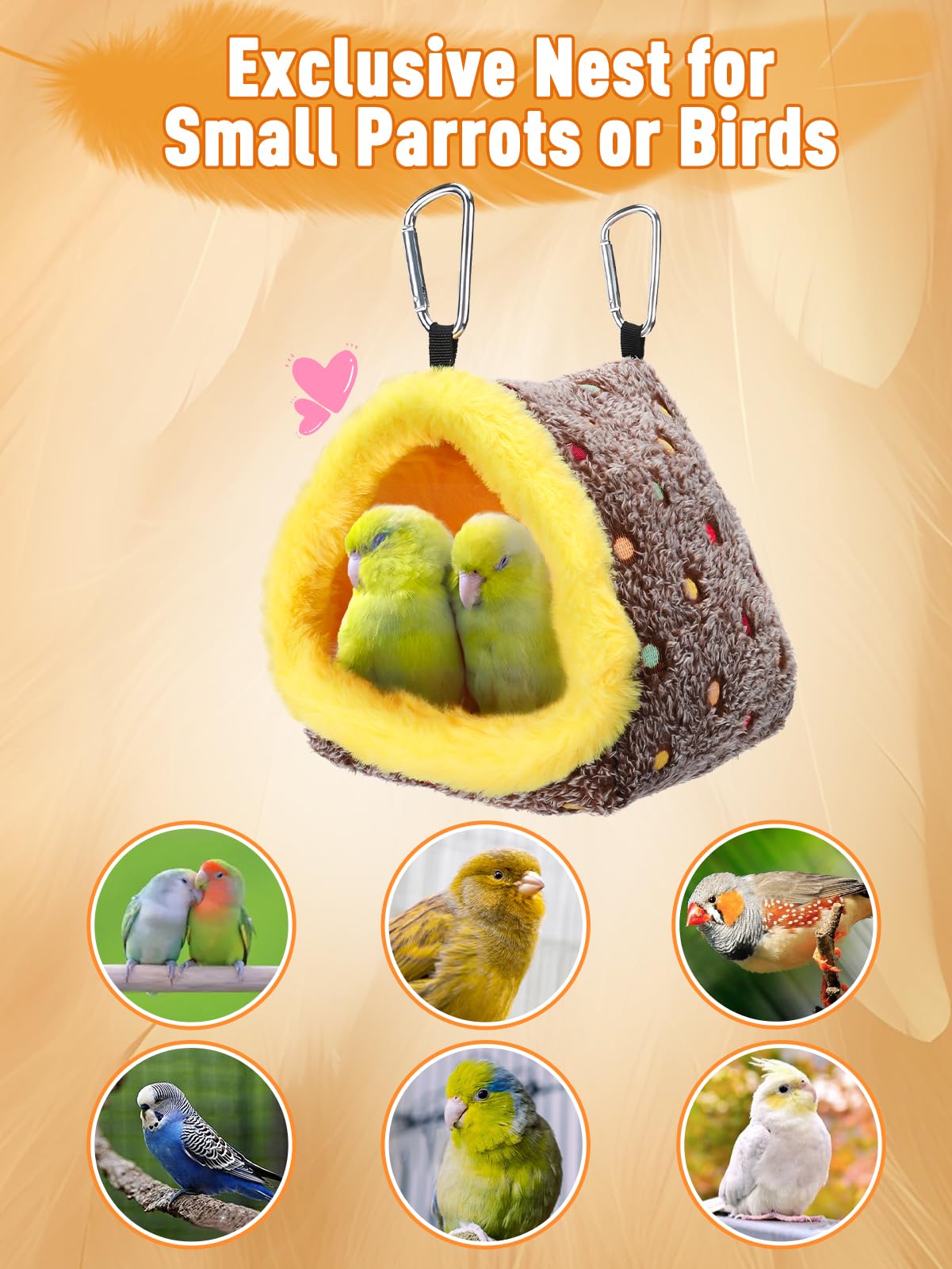 Large Winter Warm Bird Nest House, Comfortable Bird Bed for Cage with Mat, Hanging Hammock Shed Hideaway Hut Gift for Macaws African Grey Amazon Parrots