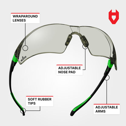 NoCry Clear Safety Glasses for Men and Women with Anti-Fog and Scratch Resistant Wrap Around Lenses, Adjustable Temples and Nose Pads — ANSI Z87 Certified Protective Eyewear with 100% UV Shielding