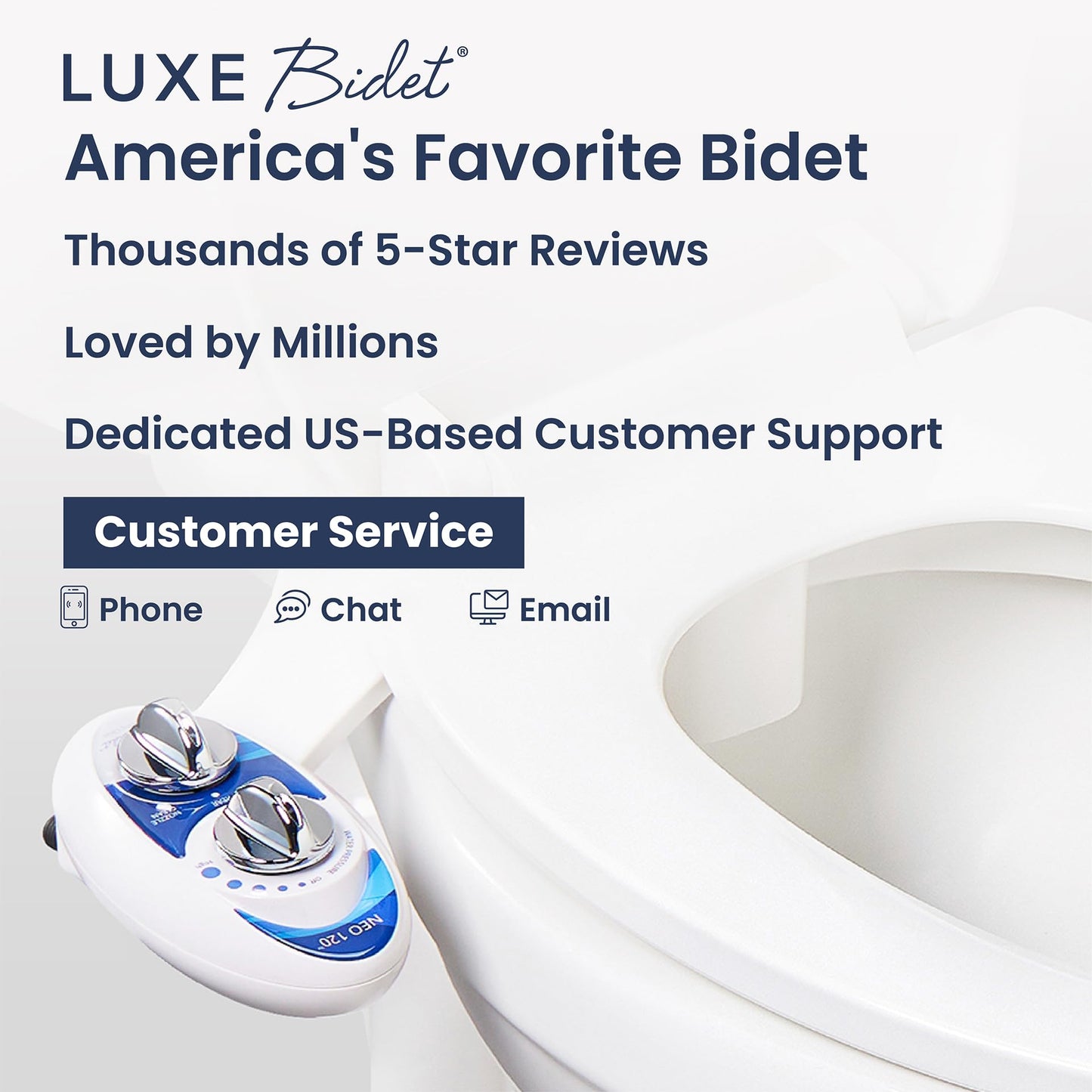 LUXE Bidet NEO 120 - Single Nozzle, Self-Cleaning, Non-Electric Bidet Attachment for Toilet Seat, Adjustable Water Pressure, Rear Wash (White)