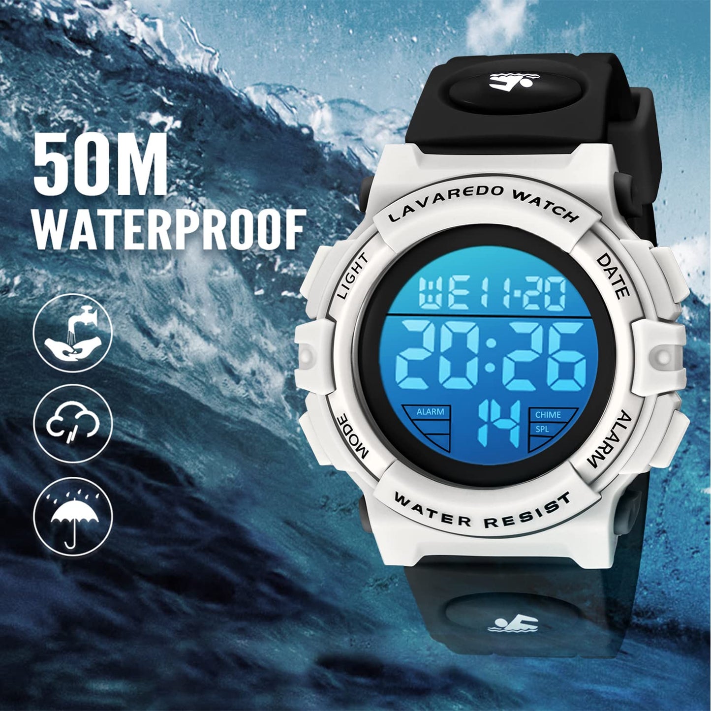 Kids Watch,Boys Watch for 3-15 Year Old Boys,Digital Sport Outdoor Multifunctional Chronograph LED 50 M Waterproof Alarm Calendar Analog Watch for Children with Silicone Band,Kids Gift