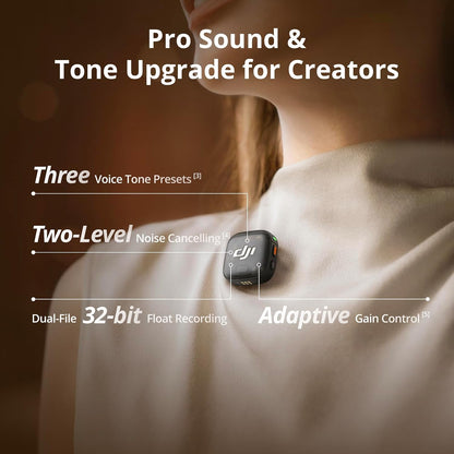 DJI Mic (2 TX + 1 RX + Charging Case), Wireless Lavalier Microphone, 250m (820 ft.) Range, 15-Hour Battery, Noise Cancellation Wireless Microphone for PC, iPhone, Record Interview, YouTube, Black | Dual Transmitters Plus 1 Receiver, Up to 250 M Line-of-Si