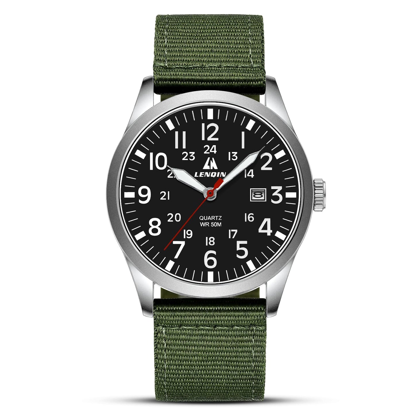 LN LENQIN Mens Watches Unisex Military Sport Nylon Strap Stylish Luminous Fashion Analog Quartz Watch for Men Waterproof Army Tactical Casual Wristwatch