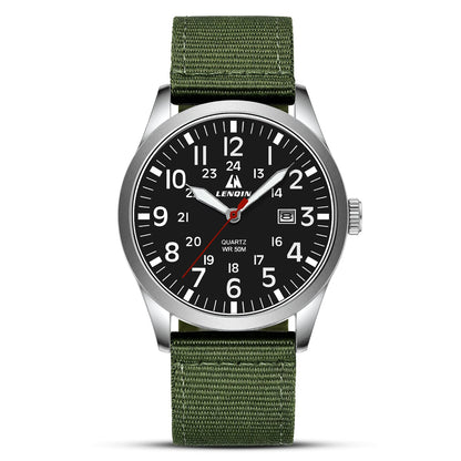 LN LENQIN Mens Watches Unisex Military Sport Nylon Strap Stylish Luminous Fashion Analog Quartz Watch for Men Waterproof Army Tactical Casual Wristwatch