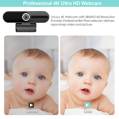 ToLuLu Streaming Webcam 2K 50FPS Web Cam, LED RGB Webcam with Microphone and Light, Autofocus Computer Camera with Cover and Tripod, Plug-Play USB Web cam for PC Desktop/MacBook Gaming Video Calling