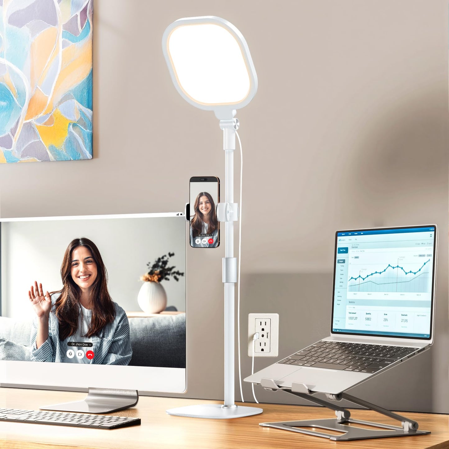 LitONES Video Conference Lighting for Zoom Meeting, Ring Light for Desk with Flexible Stand, 30 Light Modes Ring Light for Computer, Video Lights & Memory Func for Video Calls, Live Stream, Webcam