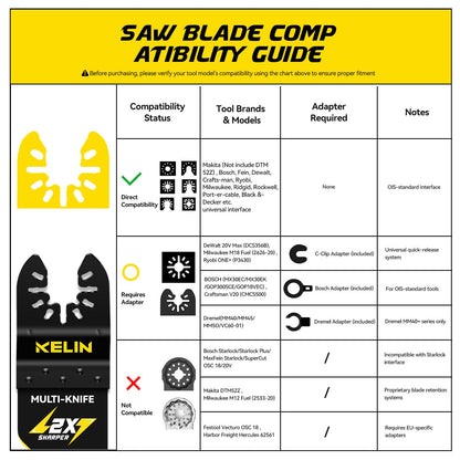 KELIN 6PCS Oscillating Multi Tool Hook Knife Blades, Multitool Saw Blades for Soft Materials Like Roofing Shingles, Carpet, Cardboard & PVC Flooring, Universal Interface