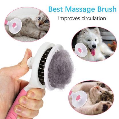 Self Cleaning Slicker Brush - Cat Brush Skin-Friendly Deshedding Grooming Massaging Tool for Long & Short Haired Pets, Cat Hair Brushes Easy Removes Undercoat for Dogs Cats Rabbits - UPGRADED, Blue