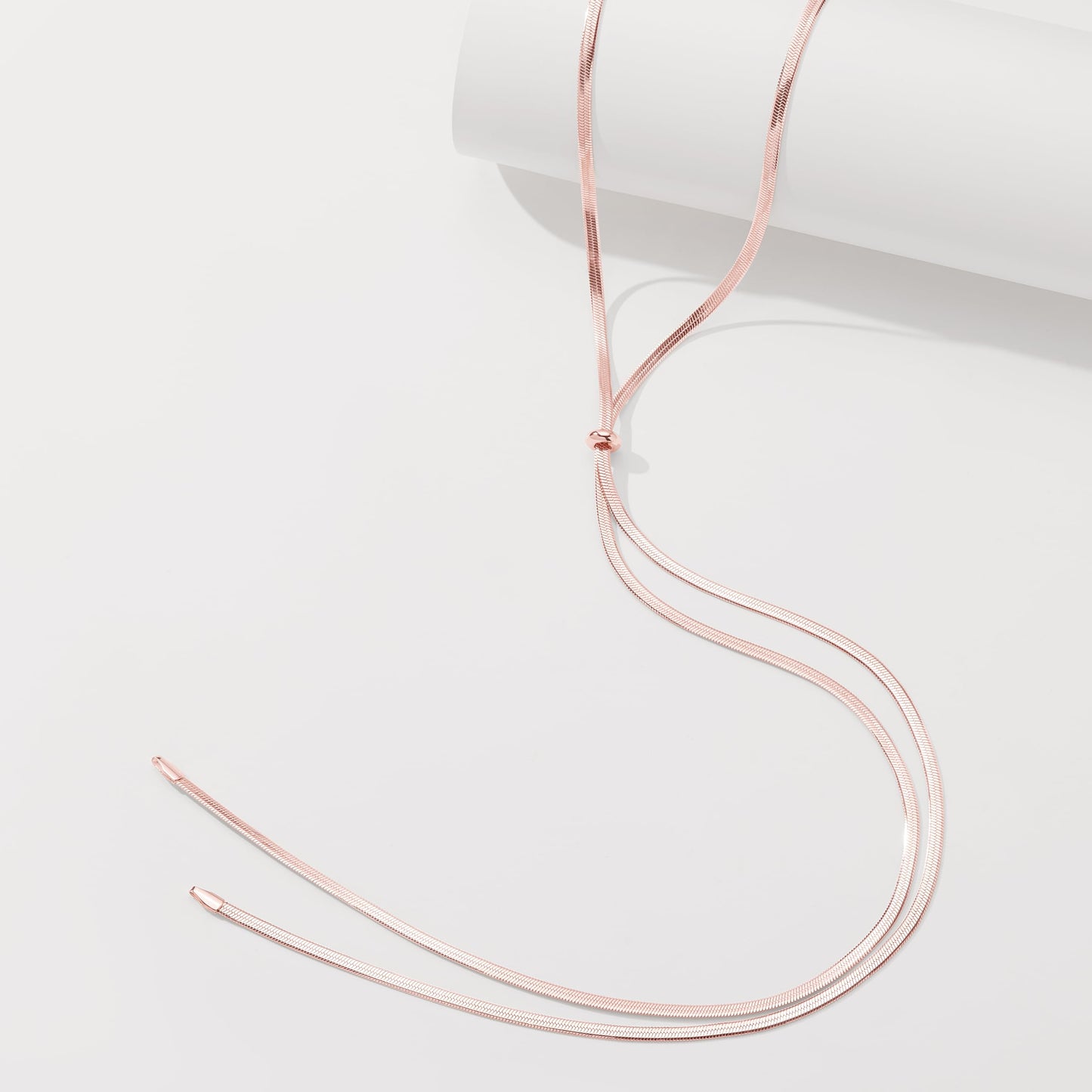 Chunky Long Y Necklace for Women, Waterproof Herringbone Drop Dangle Necklace, Adjustable Lightweight Trendy Fashion Slip Tie Necklace, Thin Layered Choker Chest Chain