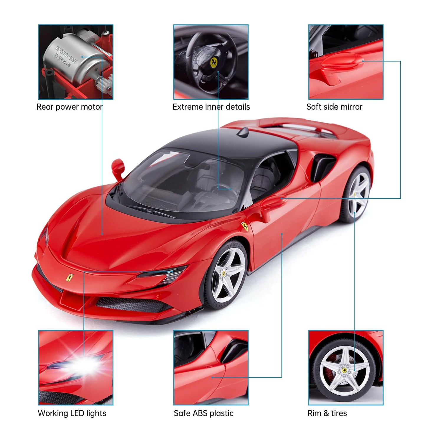 RASTAR RC Car | 1/14 Scale Ferrari LaFerrari Radio Remote Control R/C Toy Car Model Vehicle for Boys Kids, Red