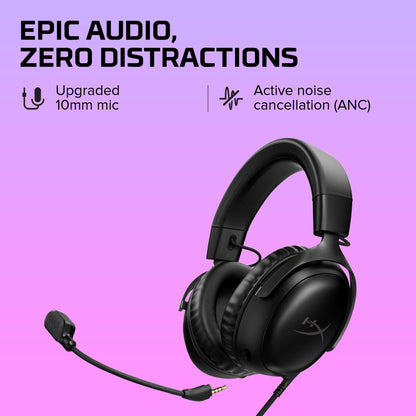 HyperX Cloud III – Wired Gaming Headset, PC, PS5, Xbox Series X|S, Angled 53mm Drivers, Spatial Audio, Memory Foam, Durable Frame, Ultra-Clear 10mm Mic, USB-C, USB-A, 3.5mm – Black/Red