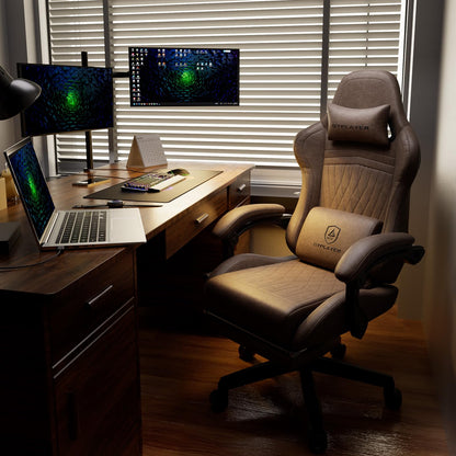 GTPLAYER Gaming Chair for Adults, Ergonomic Computer Game Chairs with Speakers, Footrest & Linkage Armrest, Reclining High Back Silla Gamer for Home Office, Ace Pro, Off-White