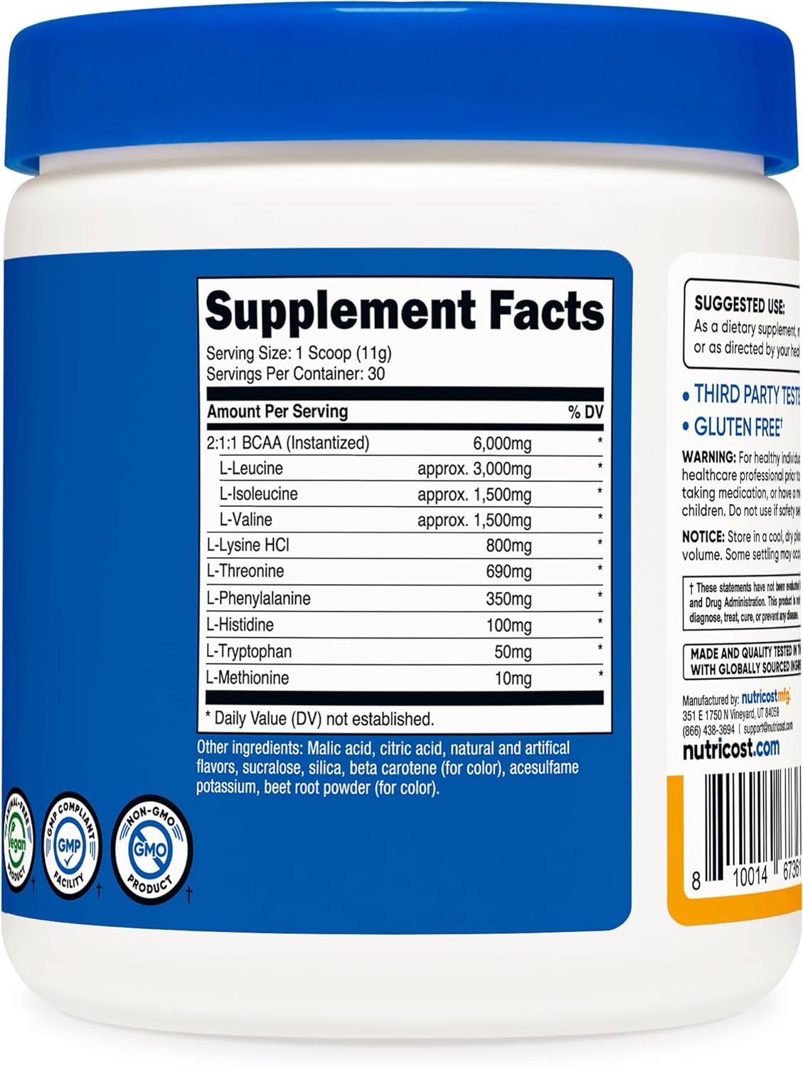 Nutricost EAA Powder 30 Servings (Fruit Punch) - Essential Amino Acids - Non-GMO, Gluten Free, Vegetarian Friendly (Pack of 2)