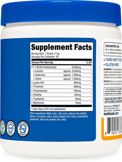 Nutricost EAA Powder 30 Servings (Fruit Punch) - Essential Amino Acids - Non-GMO, Gluten Free, Vegetarian Friendly (Pack of 2)