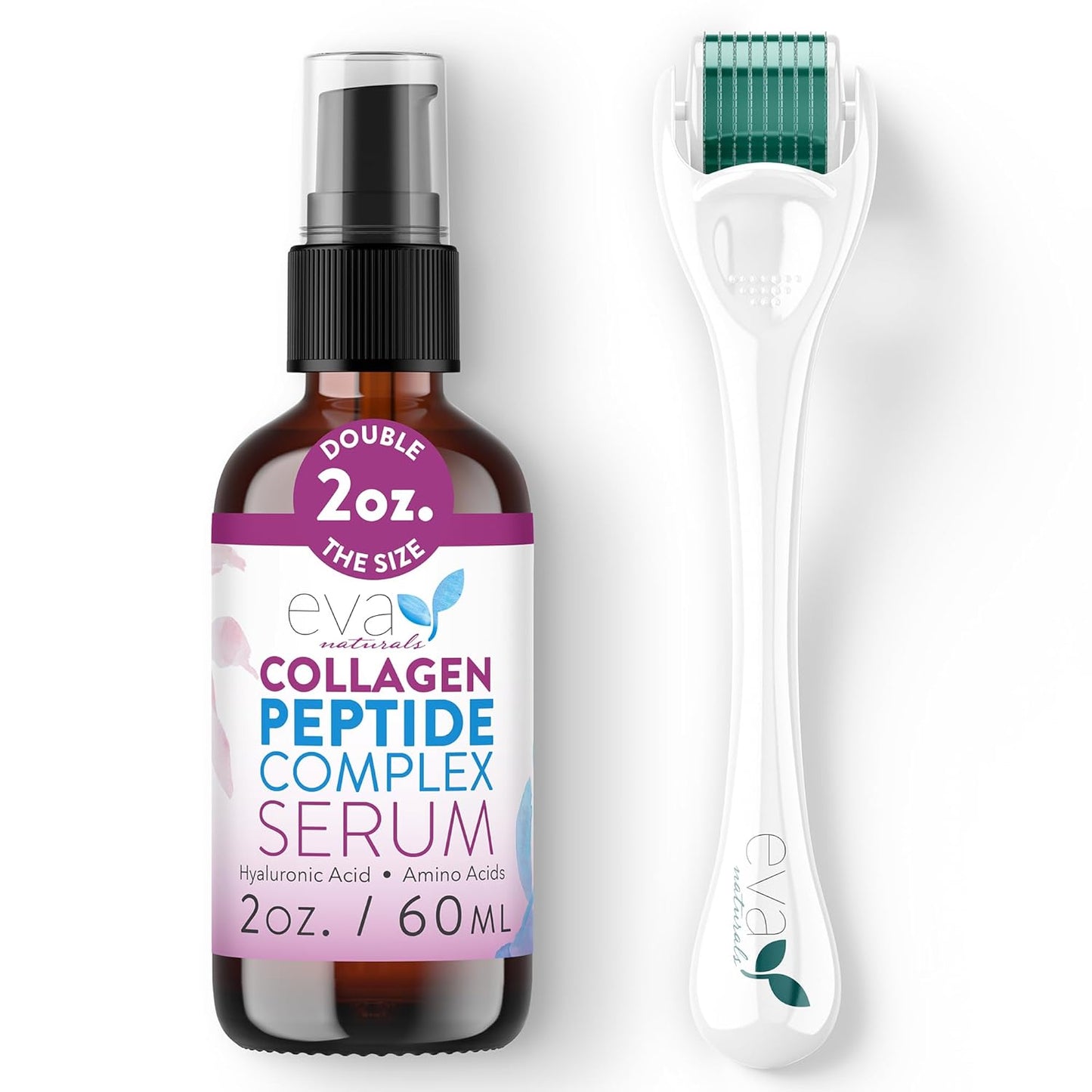 Collagen Serum for Face by Eva Naturals - Anti Aging Multi Peptide Face Serum with Hyaluronic Acid - Firming Hydrating Wrinkle Reducer Peptide Serum for Women & Men - Fragrance Free 2 oz