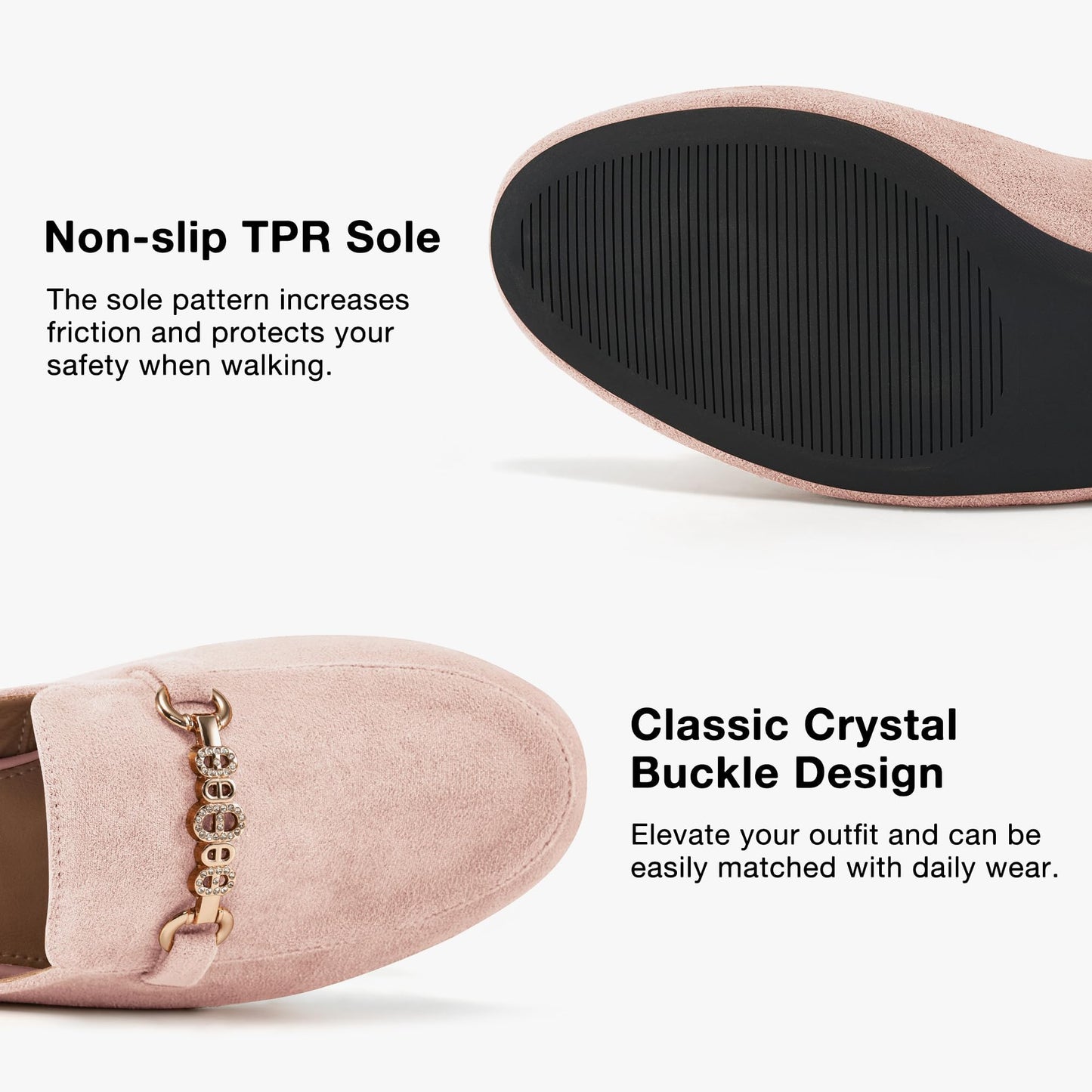 Womens Mules Buckle Flats: Classic Suede Slip On Shoes Dressy Closed Toe Backless Slides Loafers 2026 for Business Work Office Casual