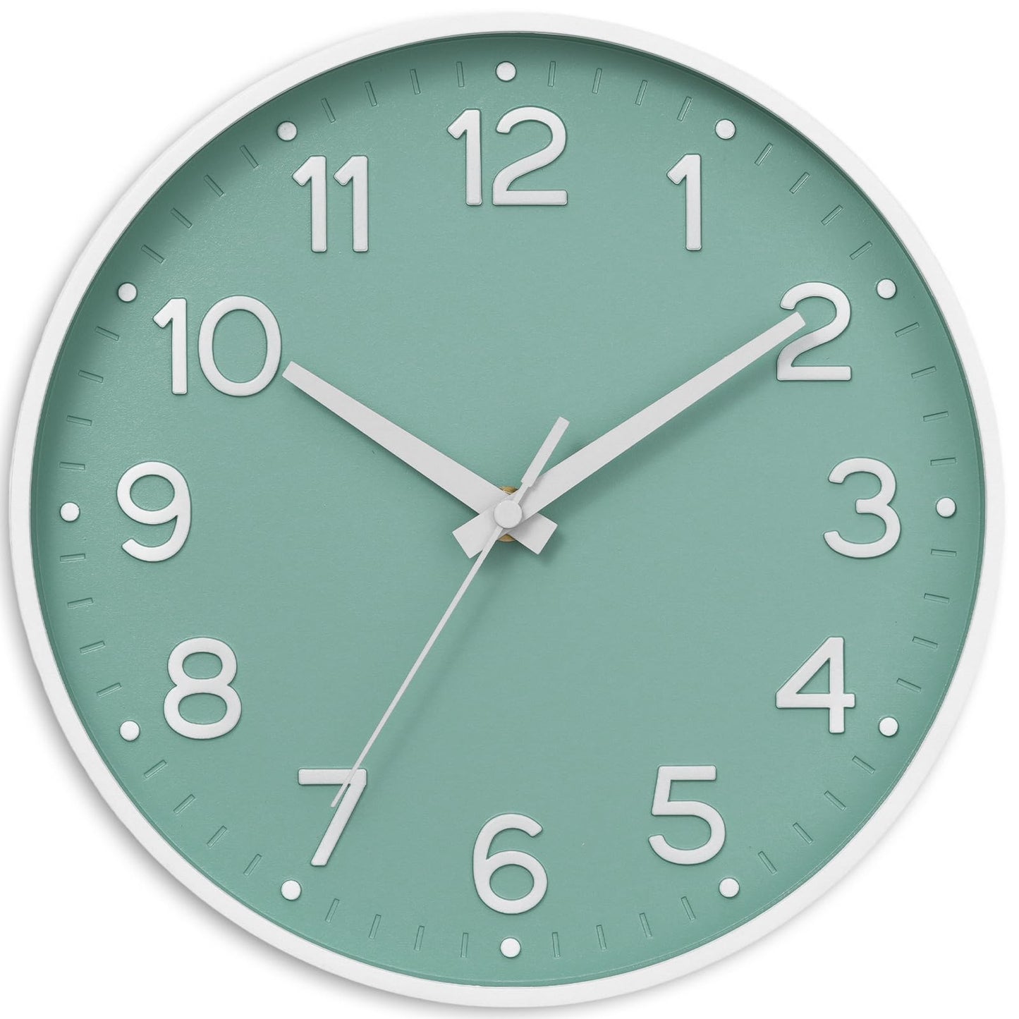 Roymnie Wall Clock Green, Silent Wall Clocks Battery Operated 8 Inch-Modern Non Ticking Analog Clock Decorative for Kitchen Office Bathroom Bedroom(Gold)
