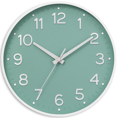 Roymnie Wall Clock Green, Silent Wall Clocks Battery Operated 8 Inch-Modern Non Ticking Analog Clock Decorative for Kitchen Office Bathroom Bedroom(Gold)