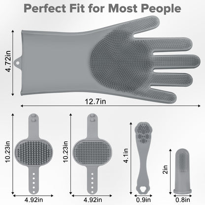 6PCS Grooming & Bath Supplies for Dogs, Cats | Dog Washing Gloves | Dog Bath Brush | Dog Shower Brush | Pet Grooming Gloves | Dog Grooming kit | Pet Supplies for Showerhead & Sprayer (Navy Blue)