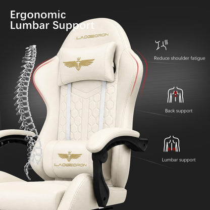 Ergonomic Gaming Chair, RGB LED Lights Computer Chairs with Retractable Footrest, 400 lbs Lumbar Support Linked Armrests Gamer Chair High Back Heavy Duty Video Game Chairs (Black Red)