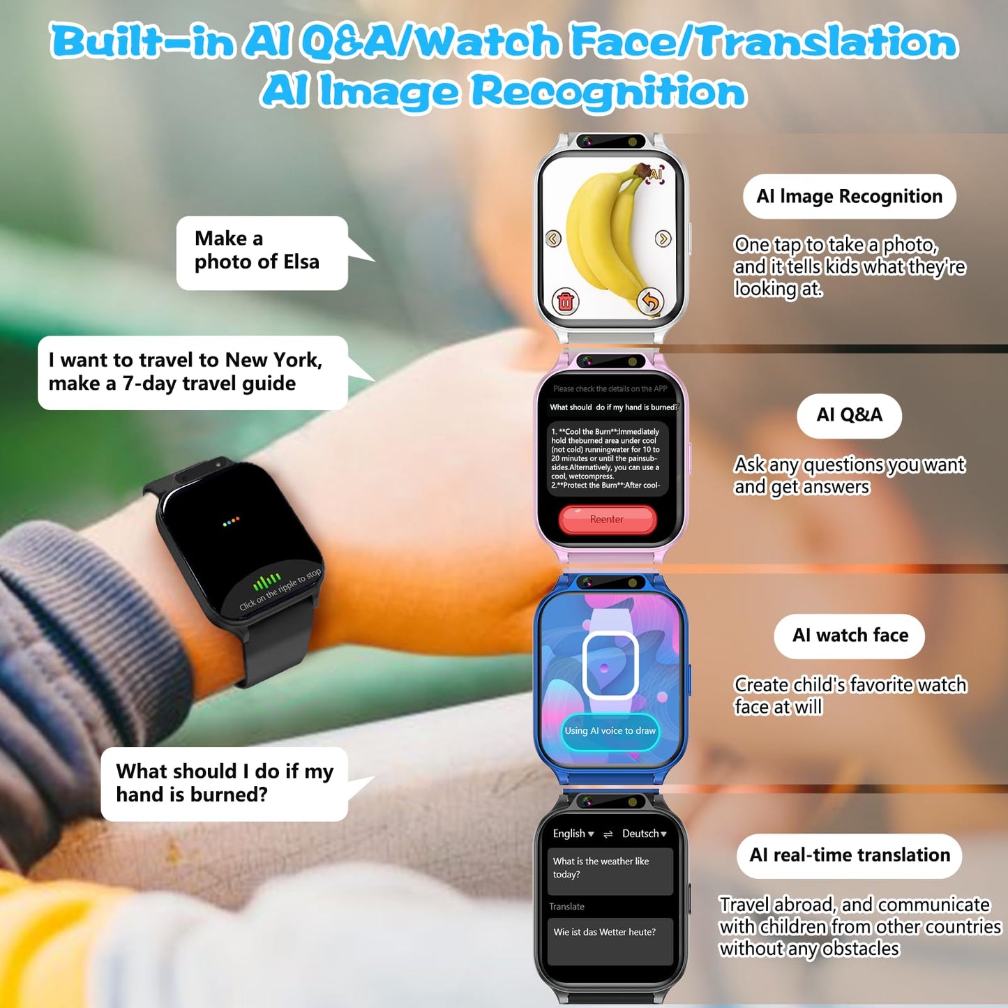 Smart Watch for Kids, 1.85" Fitness Tracker with Heart Rate, Sleep Monitor, IP68 Waterproof Smartwatches with Video Music, Pedometer, Game, NO APP/Phone, Gift for Boys Girls. (Classic, Black)