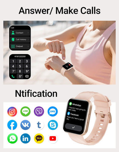 Smart Watch (Answer/Make Calls), 1.85" Smart Watches for Men Women Digital Watch Fitness Tracker with 100+ Sport Modes Heart Rate Monitor for iOS Android Phones Waterproof Black