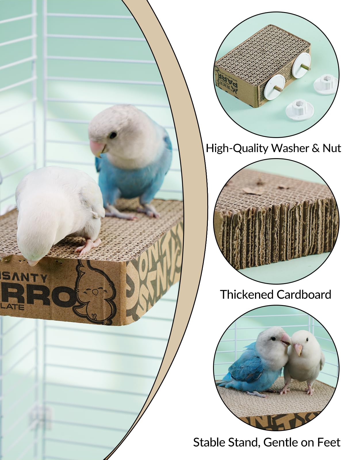 7.3 Inch Paper Bird Toys, Bird Platform, Parrot Toy, Help Birds Clean Beak, Release Stress, Reduce Boredom - Suitable for Budgie, Cockatiel, Lovebird, and Other Small to Medium-Sized Pet Birds