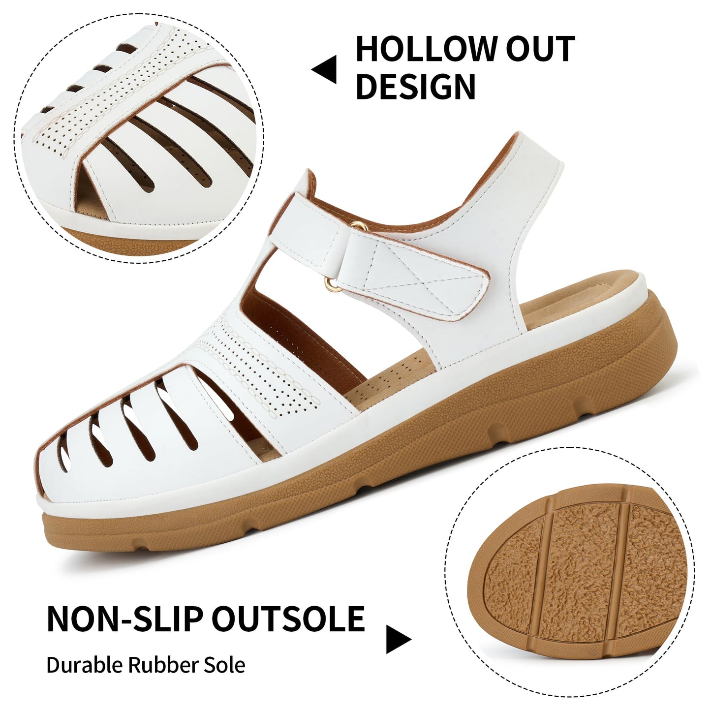 Womens Summer Flat Sandals: Comfortable Closed Toe Dressy Flats Sandals Ankle Strap Casual Outdoor Fisherman Walking Sandal