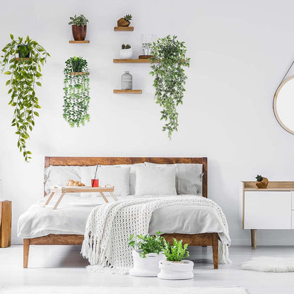 BLEUM CADE Fake Hanging Plants, 2pcs Artificial Pothos Vines Faux Plants Greenery for Wall Home Living Room Office Indoor Outdoor Decor (No Baskets)