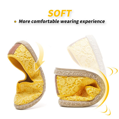 BABUDOG Women's Flats with Flower Embroideried,White Lace Ballet Flats,Comfortable Dress Flats