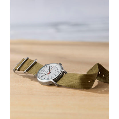 Timex Weekender 38mm Unisex Analog Watch | INDIGLO Backlight | Adjustable Durable Nylon Fabric Slip Through Strap | 24 Hour Time