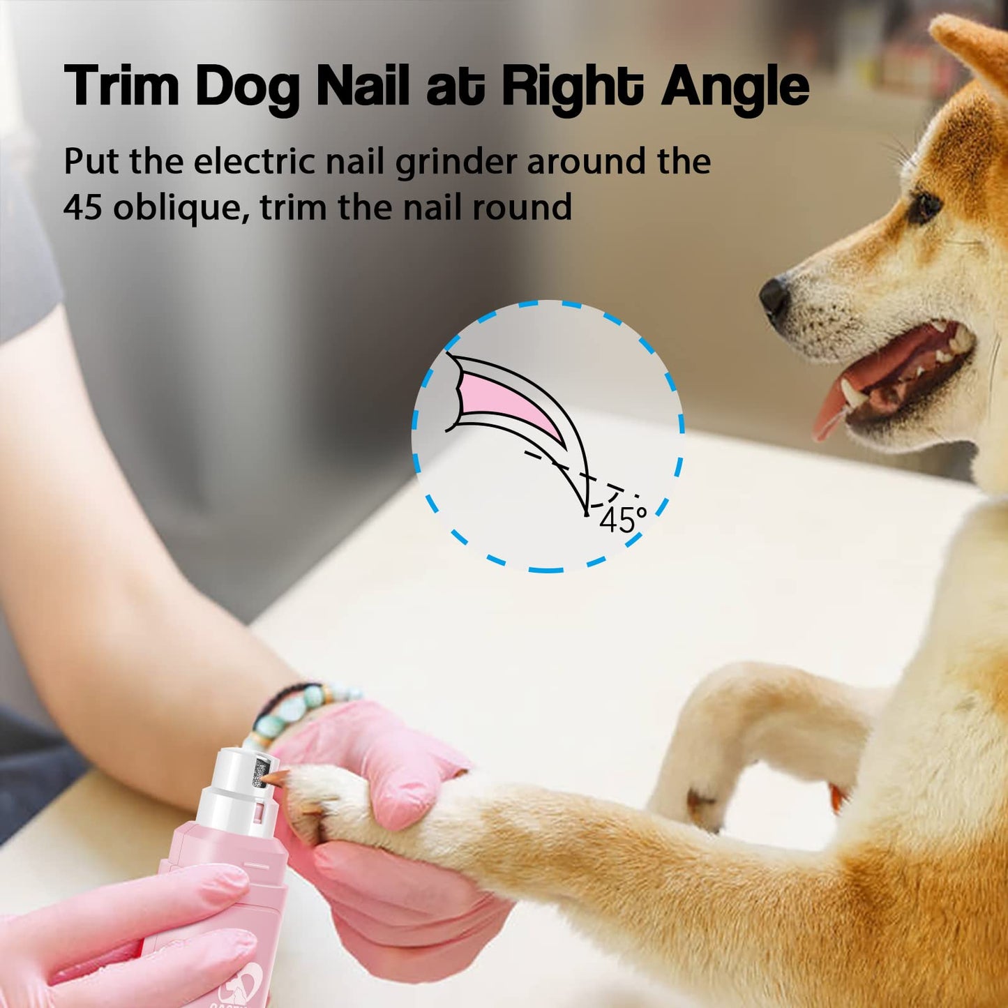 Casfuy Dog Nail Grinder Upgraded - Professional 2-Speed Whisper-Quiet Electric Pet Nail Trimmer Painless Paws Grooming & Smoothing for Small Medium Large Dogs & Cats (Dark Blue)