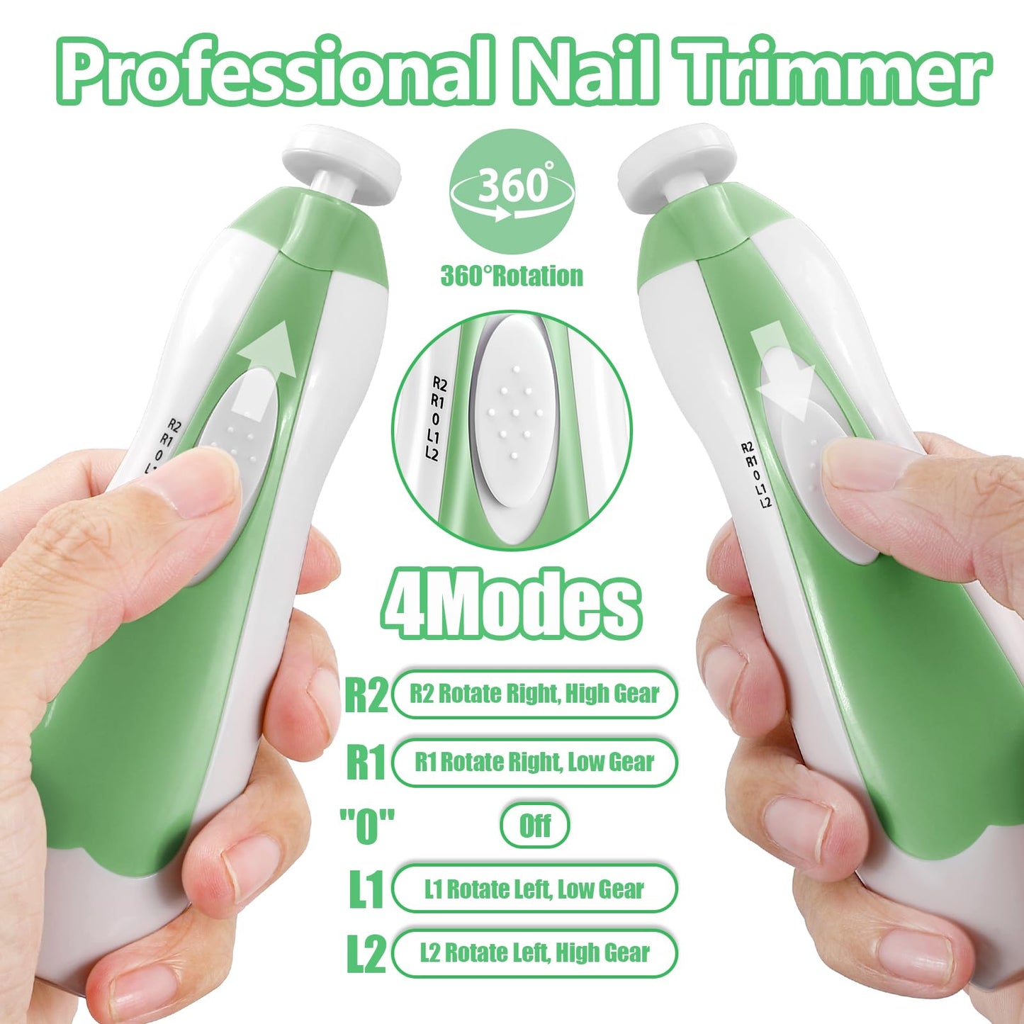 Electric Nail File Drill for Baby No Sharp Claws Hurt, 6 in 1 Safety Cutter Trimmer Clipper for Toes and Fingers (Blue)