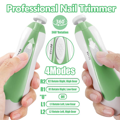 Electric Nail File Drill for Baby No Sharp Claws Hurt, 6 in 1 Safety Cutter Trimmer Clipper for Toes and Fingers (Blue)