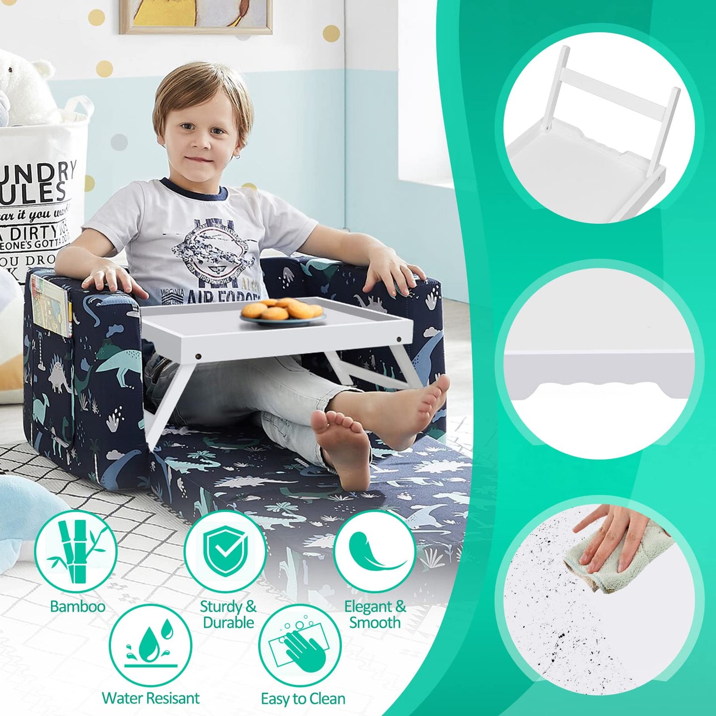 Artmeer Bed Tray Table with Folding Legs,Bamboo Breakfast in Bed for TV Table, Laptop Computer Tray,Eating,Snack Tray(Bamboo)