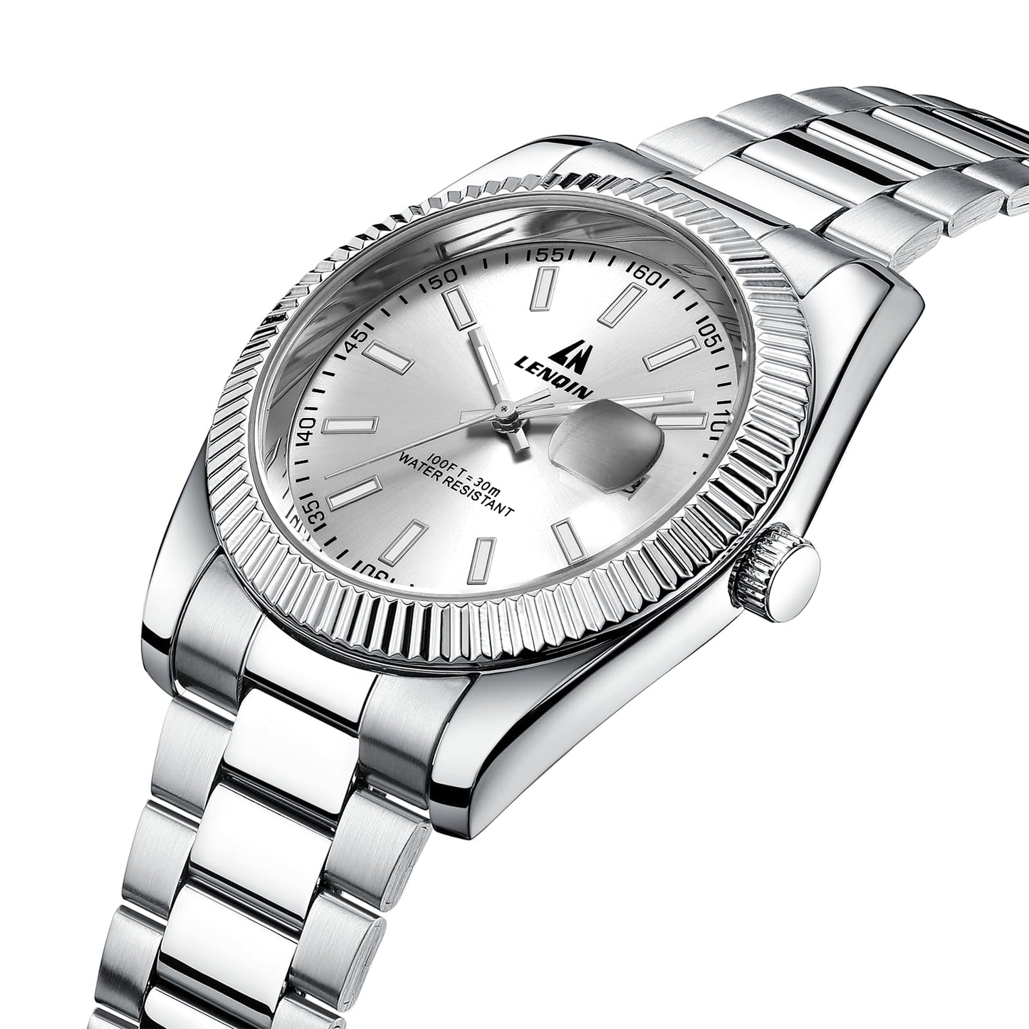 LN LENQIN Mens Watches Waterproof Stainless Steel Watch for Men Analog Quartz Fashion Business Designer Wristwatch