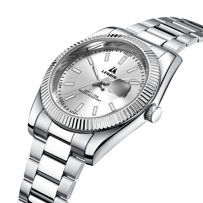 LN LENQIN Mens Watches Waterproof Stainless Steel Watch for Men Analog Quartz Fashion Business Designer Wristwatch