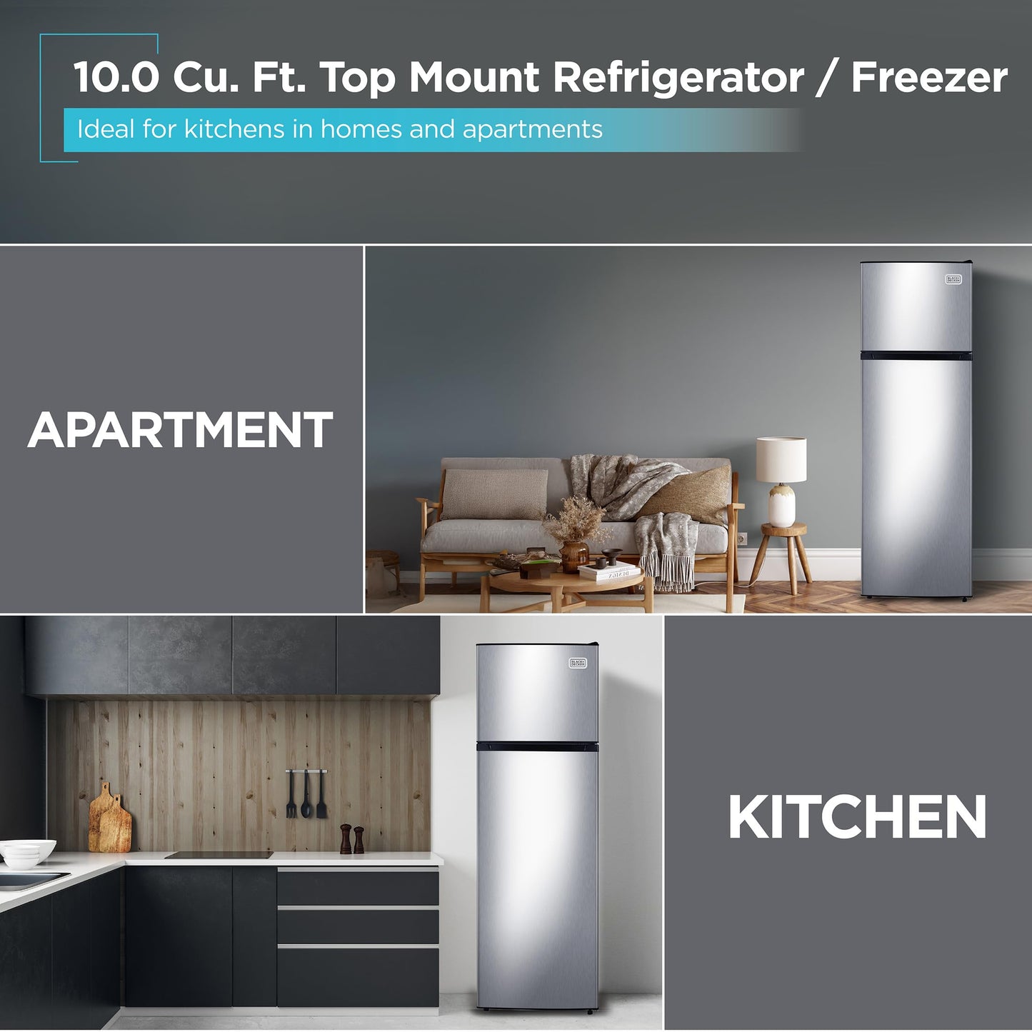 BLACK+DECKER 16.4 Cu. Ft. Top Mount Refrigerator with Freezer, 2 Door Refrigerator with Top Freezer and Separate Temperature Controls, Auto Defrost, BR1640KW, White