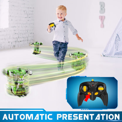 FDJ Remote Control Car - Transform Toys Car Robot, One Button Deformation to Robot with Flashing Light, 2.4Ghz 1:18 Scale Transforming Police Car Kids Toys with 360 Degree Rotating, Girls Boys Toys