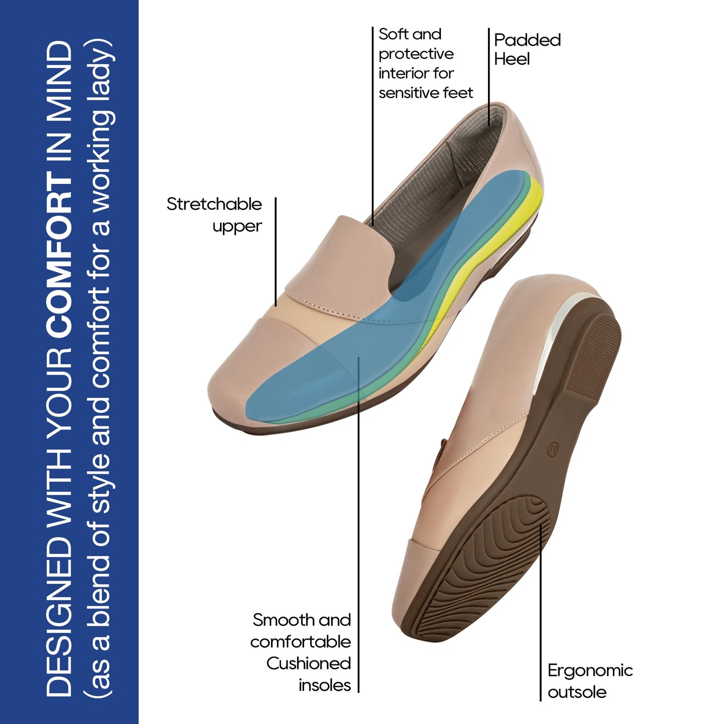 Ortho + Rest Women Orthopedic Dress Shoes Bunions Loafers Slip On Orthotic Shoes