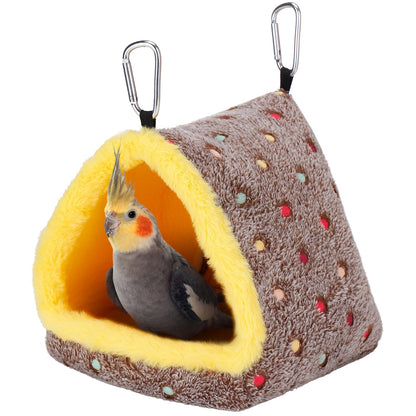 Large Winter Warm Bird Nest House, Comfortable Bird Bed for Cage with Mat, Hanging Hammock Shed Hideaway Hut Gift for Macaws African Grey Amazon Parrots