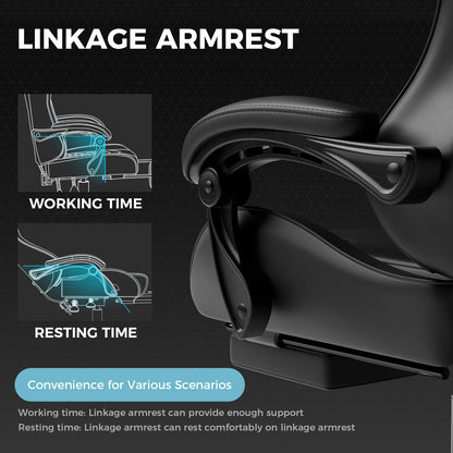 GTPLAYER Gaming Chair, Computer Chair with Footrest and Lumbar Support, Height Adjustable Game Chair with 360°-Swivel Seat and Headrest and for Office or Gaming (Pearl White)