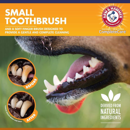 Arm & Hammer Complete Care Dog Dental Kit with Enzymatic Dog Toothpaste, Toothbrush and Finger Brush, Baking Soda and Calcium Formula for Plaque Tartar Control, Chicken Flavor, 2.5 Oz
