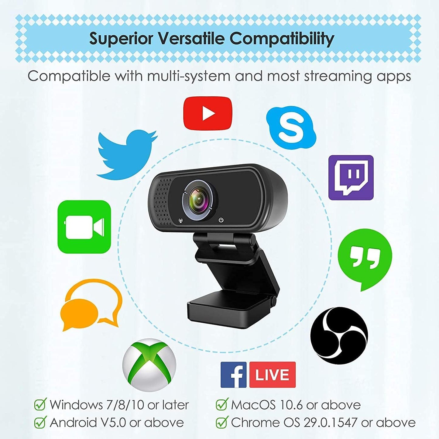 ToLuLu Streaming Webcam 2K 50FPS Web Cam, LED RGB Webcam with Microphone and Light, Autofocus Computer Camera with Cover and Tripod, Plug-Play USB Web cam for PC Desktop/MacBook Gaming Video Calling