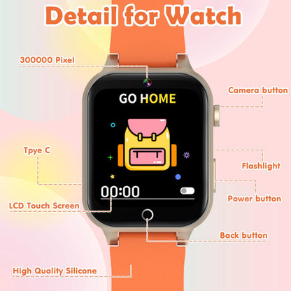 Luyiilo Smart Watch for Kids, with 26 Puzzle Games, Touch Screen, HD Camera, Alarm Clock, Toys for Ages 4-12 Years Old.Birthday Gift for Boys Girls (Blue)