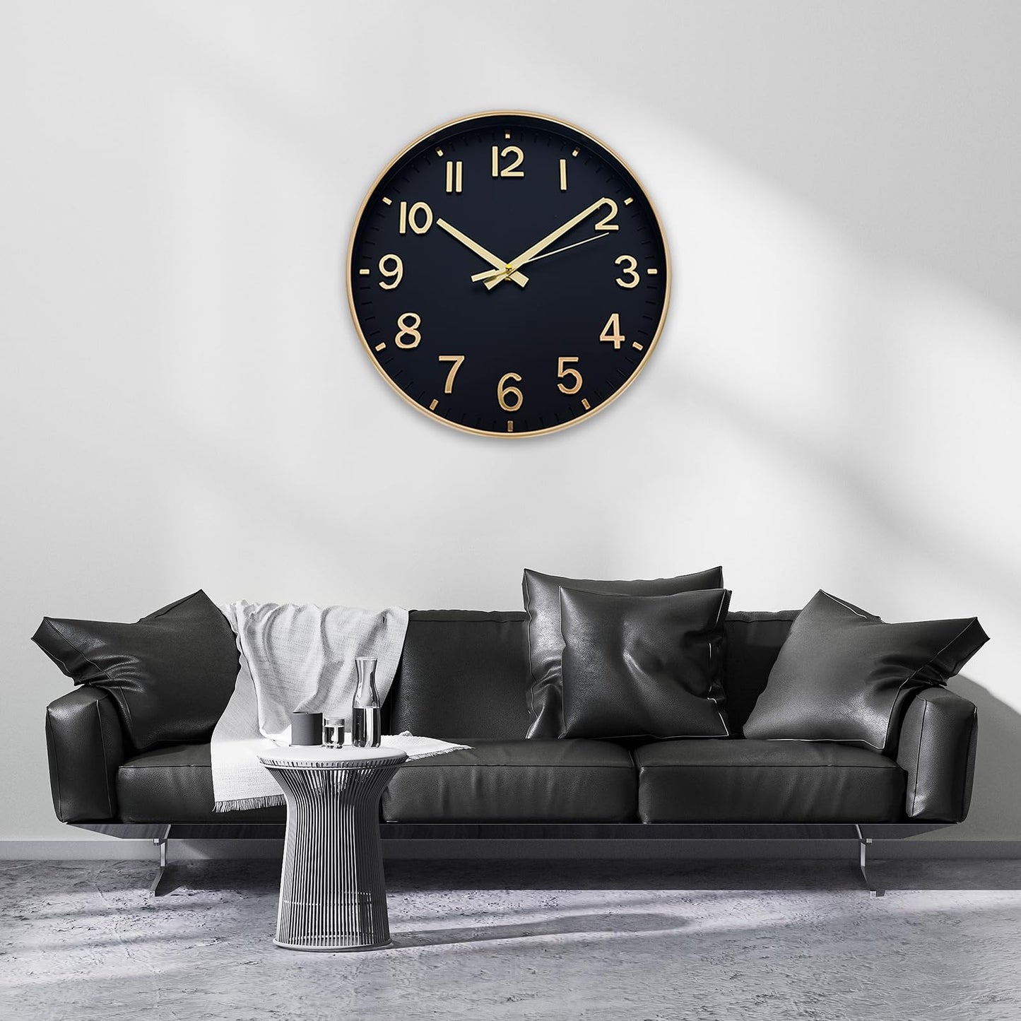 HZDHCLH Wall Clocks Battery Operated,Wall Clock Green,8 inch Wall Clock Silent Non Ticking Modern 3D Numbers for Kitchen Bedroom Living Room Office Classroom Decor