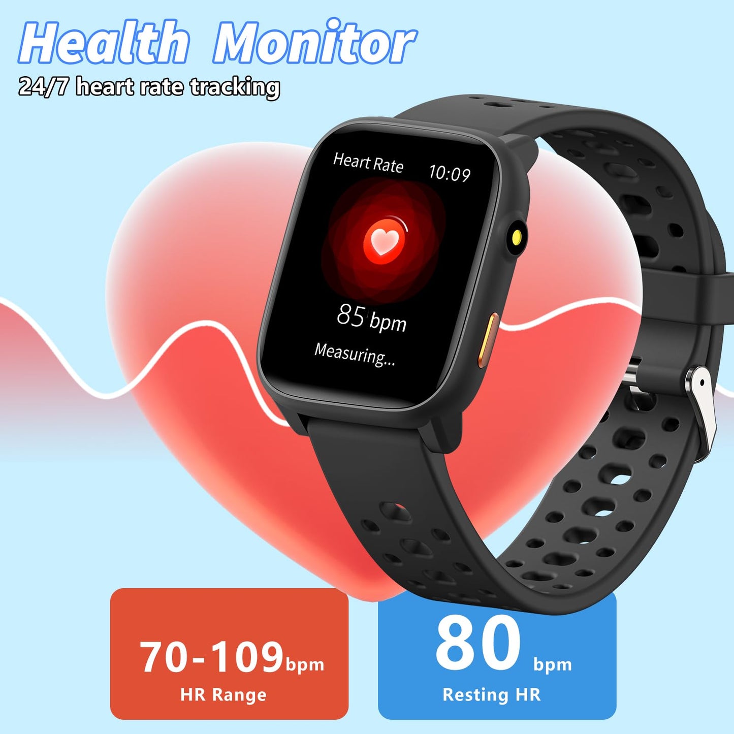 Smart Watch for Kids with 12 Puzzle Games, 1.83" Fitness Tracker Watch Heart Rate Sleep Monitor, Pedometer, Alarm Clock, Flashlight, Gift for 6-12 Year Old Boys Girls